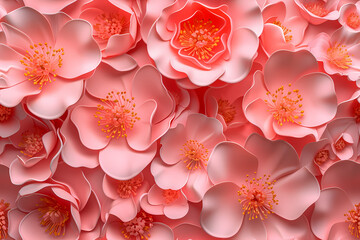 Floral Spring Background with Pink Flowers Vector Illustration