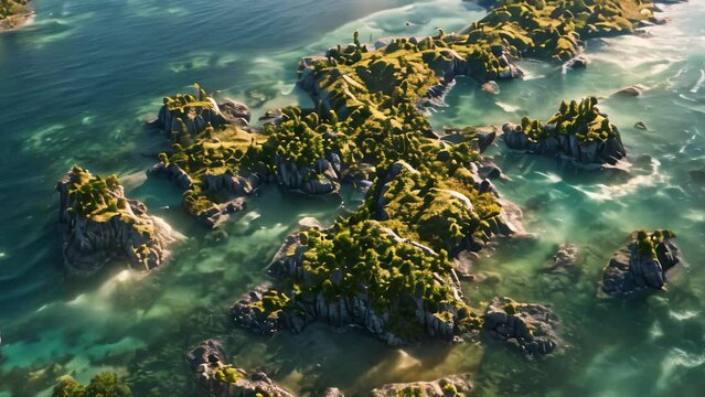 beautiful beach aerial view. 4k video animation