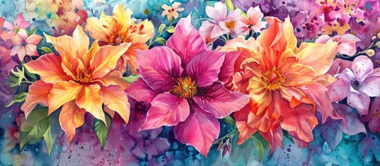 Stunning blooms for a card or a watercolor reference, a perfect holiday present. - obrazy, fototapety, plakaty