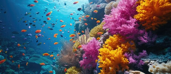 Fototapeta na wymiar Reef colors at depth in the Red Sea, Egypt's Fury Shoals.