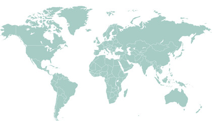 Fototapeta na wymiar World map. Color modern vector map. Silhouette map 
