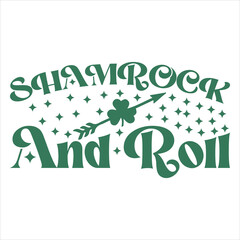 Naklejka premium SHAMROCK AND ROLL ST.PATRICK'S DAY T-SHIRT DESIGN,