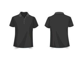 Men's black vector polo shirt template. Realistic mockup