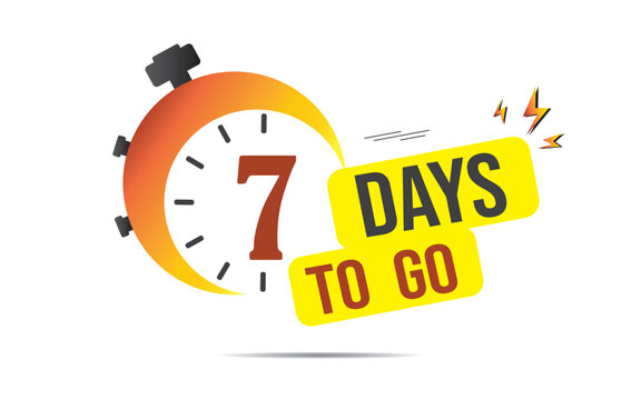 7 day to go last countdown icon. seven day go sale price offer promo deal timer, 7 days only, Countdown left days banner. count time sale. Vector illustration, number of days left badge for sale