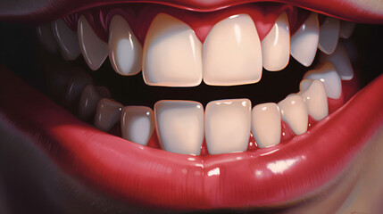 Dazzling white, straight, perfect teeth. Oral health and hygiene concept. Modern dentistry. Close-up
