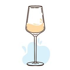 Vector illustration of a white wine glasses in hand drawn vintage engraving style. Logos, postcards and wine companies
