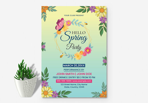 Spring Party Flyer Layout Template