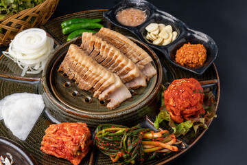 seafood pancake, chive pancake, seafood pancake, tray noodles, side dishes, braised pork