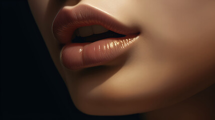 Charming women's perfect lips. Sensual. A little open. Close-up