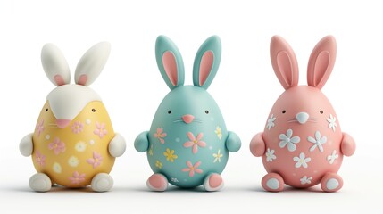 Obraz premium Easter Bunny Eggs Holiday White Background