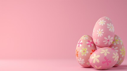 Fototapeta na wymiar Easter Eggs Holiday Pink Background