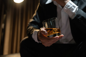 Businessmen in suits drinking  Celebrate whiskey