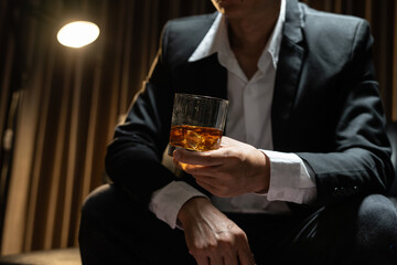 Businessmen in suits drinking  Celebrate whiskey
