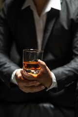 Businessmen in suits drinking  Celebrate whiskey