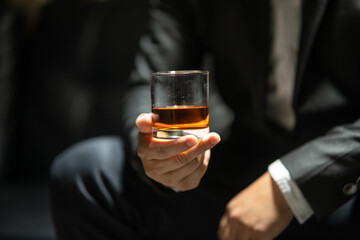 Businessmen in suits drinking  Celebrate whiskey