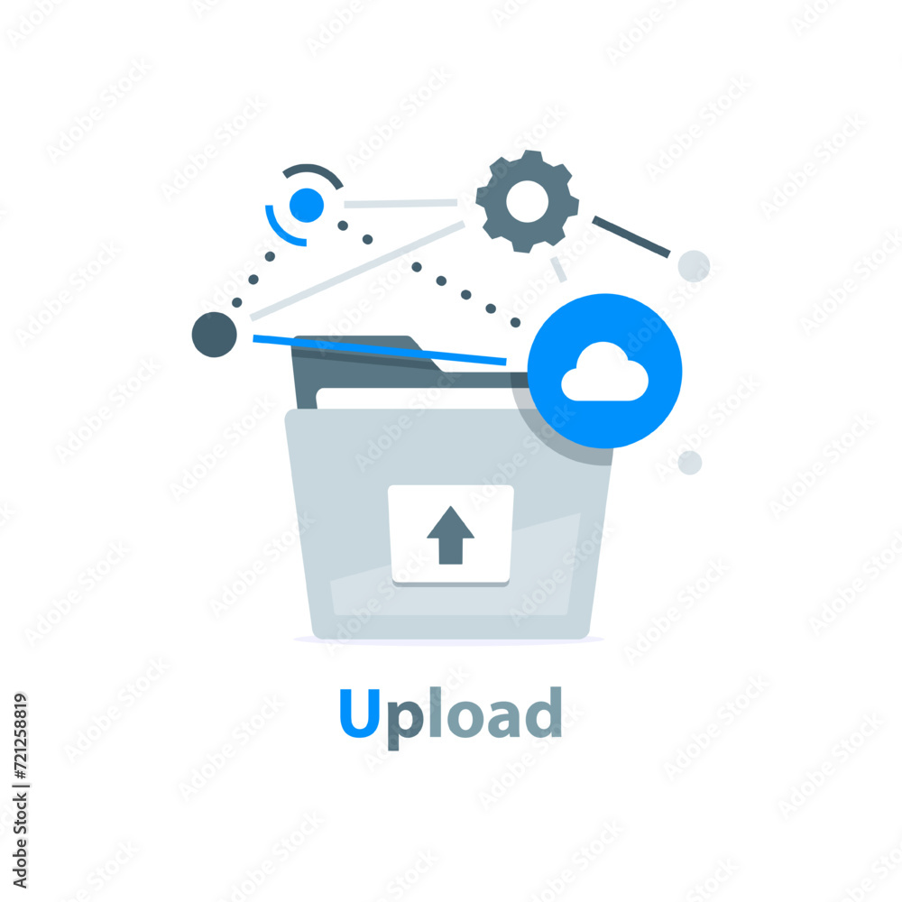 Poster uploading office file flat icon with gradient style. uploading office document icon. file upload tas