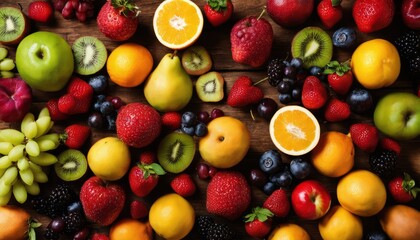A table full of assorted fruits