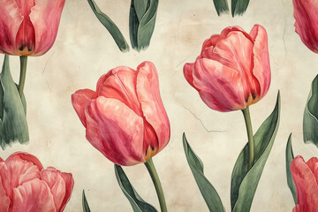 Image of Watercolor Floral Pattern: Blossoming Beauty in a Vintage Garden printed on Printed Glass Splashbacks