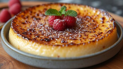 Creme Brulee well decorated on a plate product photo 