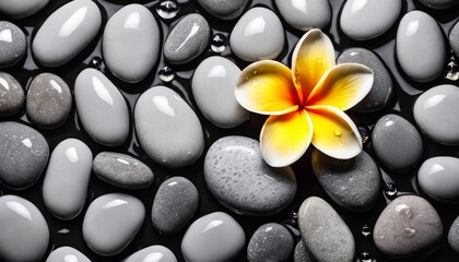 Fototapeta na wymiar A flower in a rocky pond