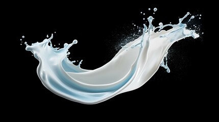 Milk Wave Swirl Splash. AI. Cutout on Transpar

 - obrazy, fototapety, plakaty