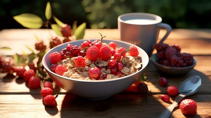 Oatmeal with Berries on Bowl Top View

