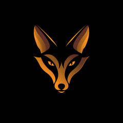 Vektor Logo eines goldenen Wüstenfuchses vor schwarzem Hintergrund, 5