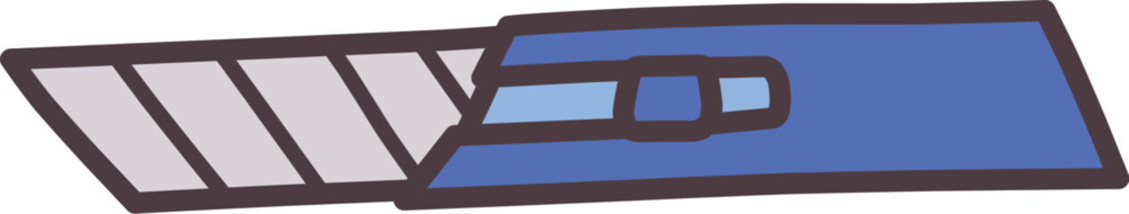 シンプルにデフォルメした手描きのカッターナイフのイラスト
