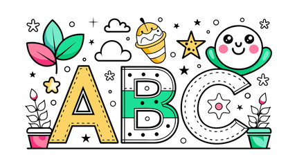 Colorful abc alphabet vector illustration for educational material