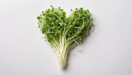 A heart made of sprouts on a white background