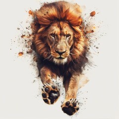 Naklejka premium Lion is jumping in solid white background