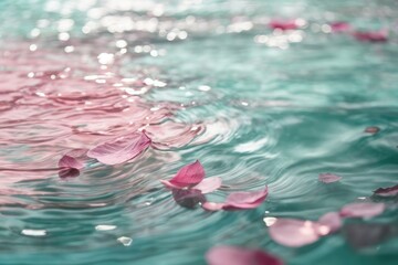 Naklejka na ściany i meble Aesthetic Pastel Bright Pink Water background transparent, flower, shadows and sunlight. Flower Water