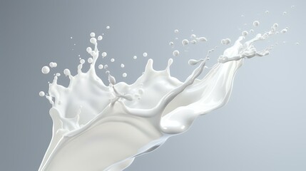 Realistic White Milk Wave Splash Spill with Dr

