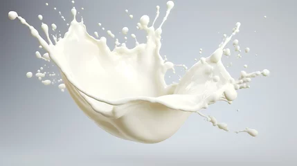 Fotobehang Realistic White Milk Wave Splash Spill with Dr   © Ali