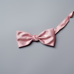 a pale dusty pink, floppy droopy, saggy, thin, skinny, shoestring bow, on a plain background