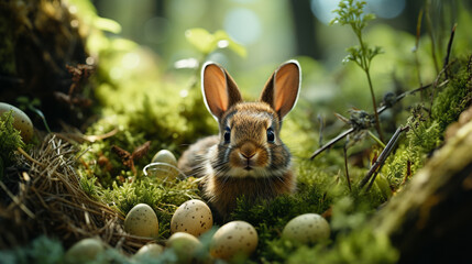 Fototapeta na wymiar easter bunny in the garden