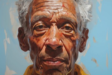 The wrinkled face of an elderly man