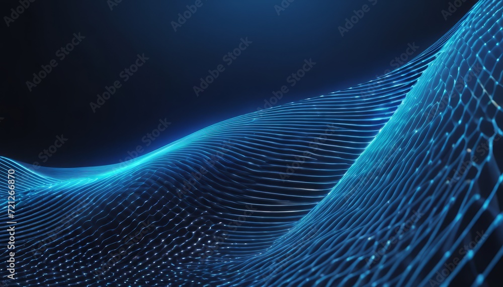Poster a blue and black computer generated image of a wave