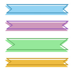 Doodle ribbon set illustration  frame design with green purple blue yellow colors on transparent background that can be used for sticker, icon, decoration, e.t.c