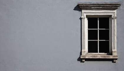 Fototapeta premium Architectural Background: The Gray Wall and Window of an Old Building