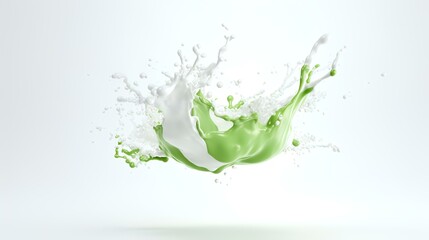 Splash of white and green milk on a white back

