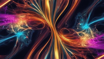 A colorful abstract design with blue, orange, and purple colors