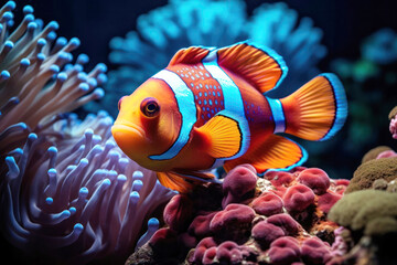 Anemone-a clown fish (Amphiprion percula)13 - obrazy, fototapety, plakaty