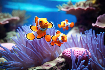 Anemone-a clown fish (Amphiprion percula)17 - obrazy, fototapety, plakaty