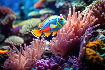 Anemone-a clown fish (Amphiprion percula)20 - obrazy, fototapety, plakaty