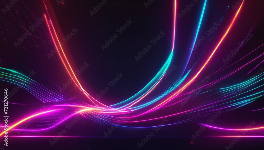 Poster A colorful neon light display with purple and blue streaks