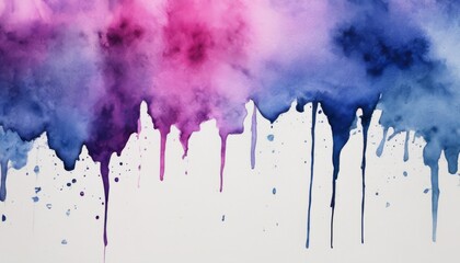 A painting of a city with blue and purple colors