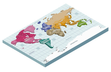 World political map isometric 3d vector illustration