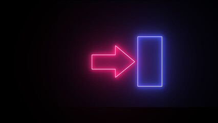 Isolated on a dark backdrop, a UI symbol featuring neon lights. Illustration in three dimensions.