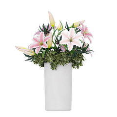 Indoor flowers on white vase